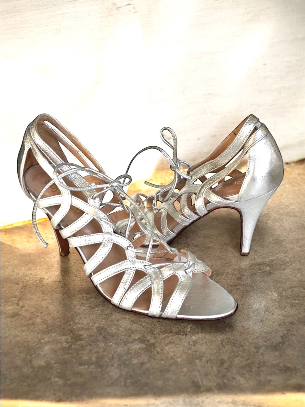 Sibyl Vane Strappy Sandals Silver Leather